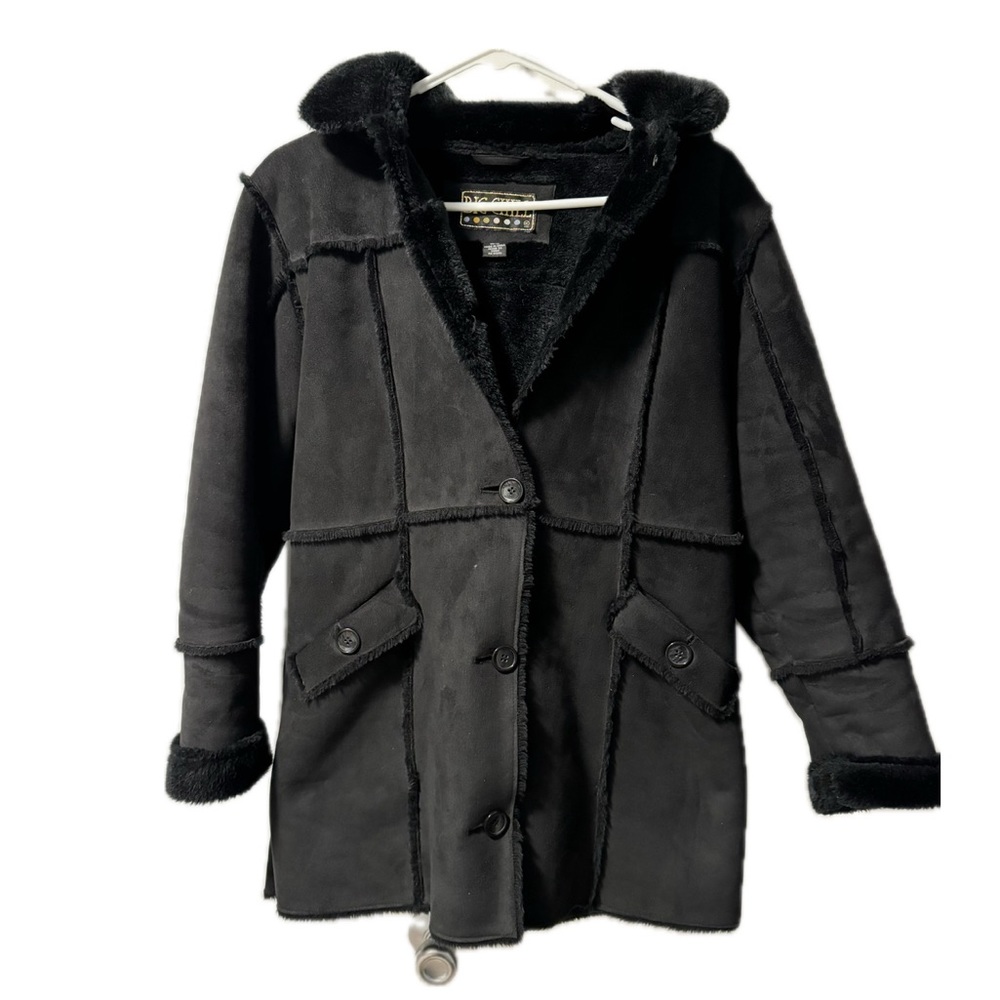 VINTAGE Big Chill Black Faux Fur Coat